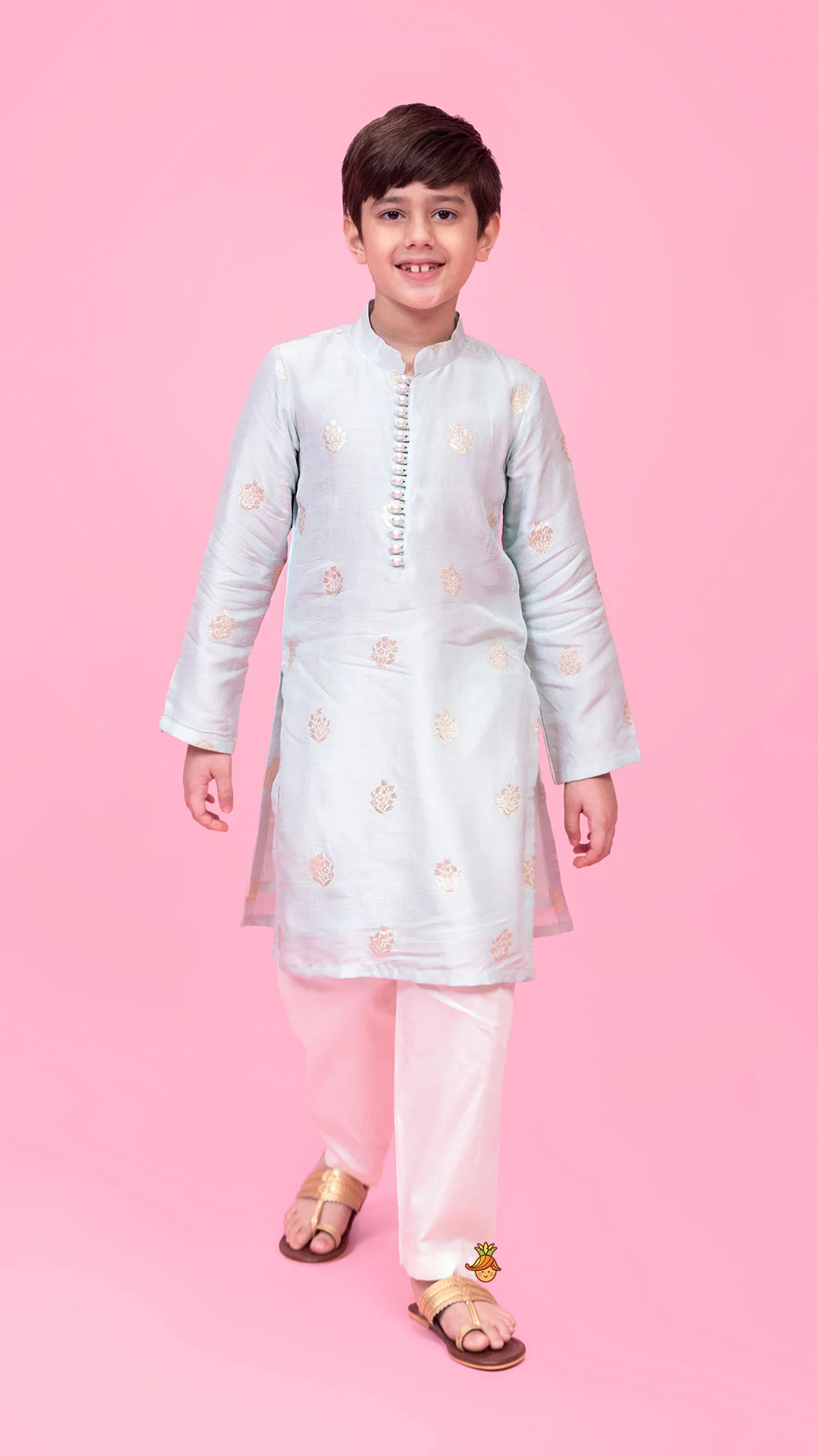 Kurta With Detailed Loop Buttons And Pyjama - Image 2
