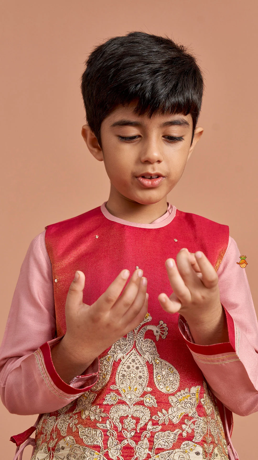 Kurta With Printed Embroidered Jacket And Pyjama - Image 6