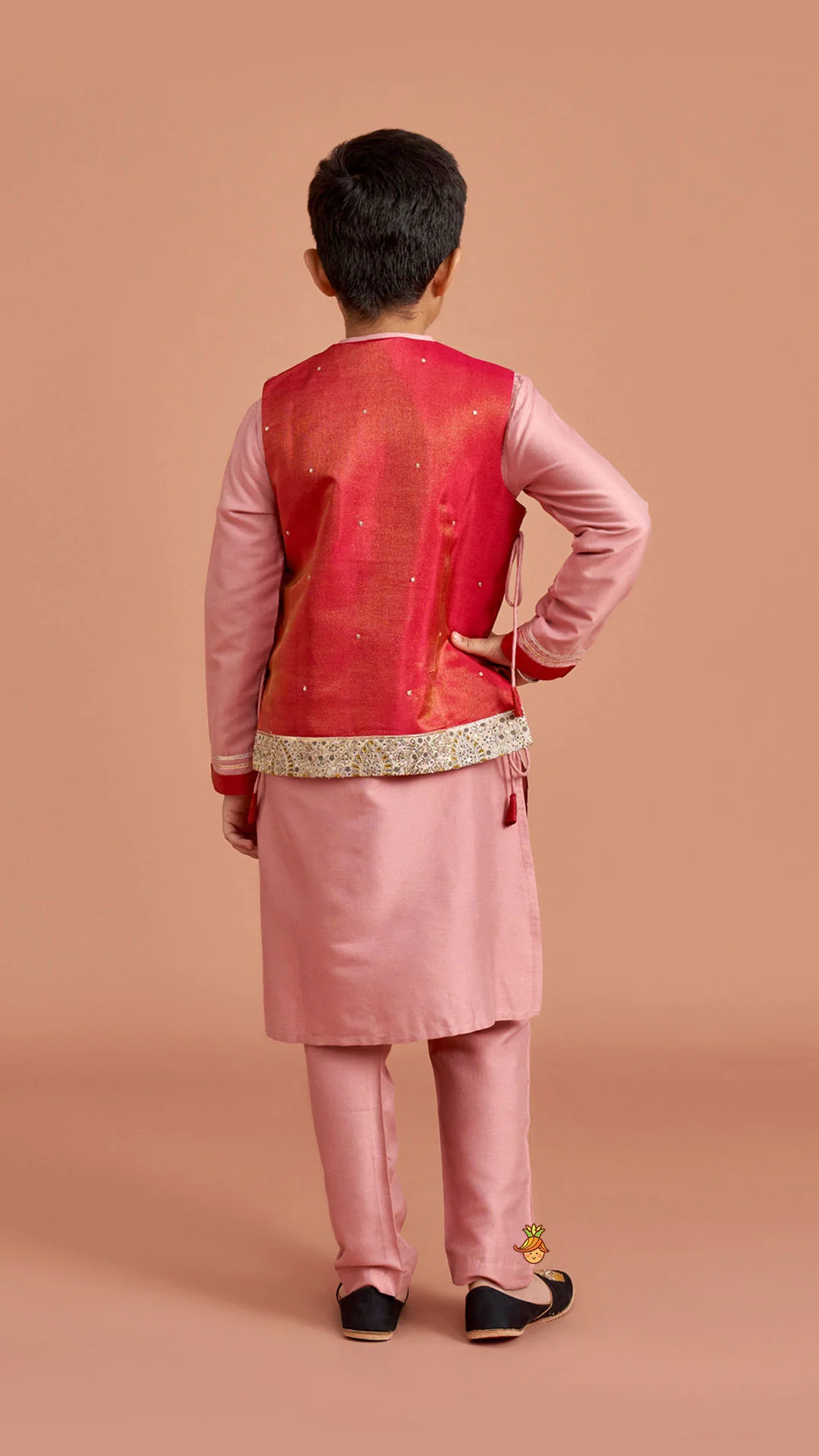 Kurta With Printed Embroidered Jacket And Pyjama - Image 7