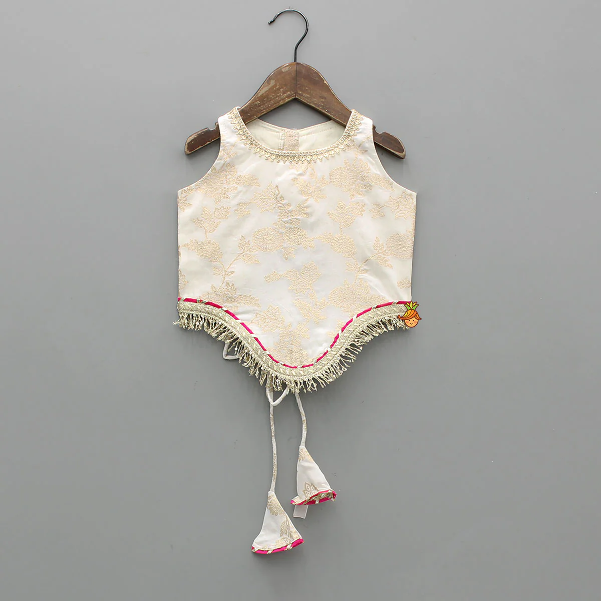 Lace Adorned Floral Sleeveless Top With Sequin Detailed Lehenga - Image 3