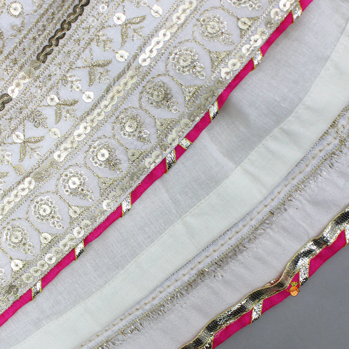 Lace Adorned Floral Sleeveless Top With Sequin Detailed Lehenga - Image 6