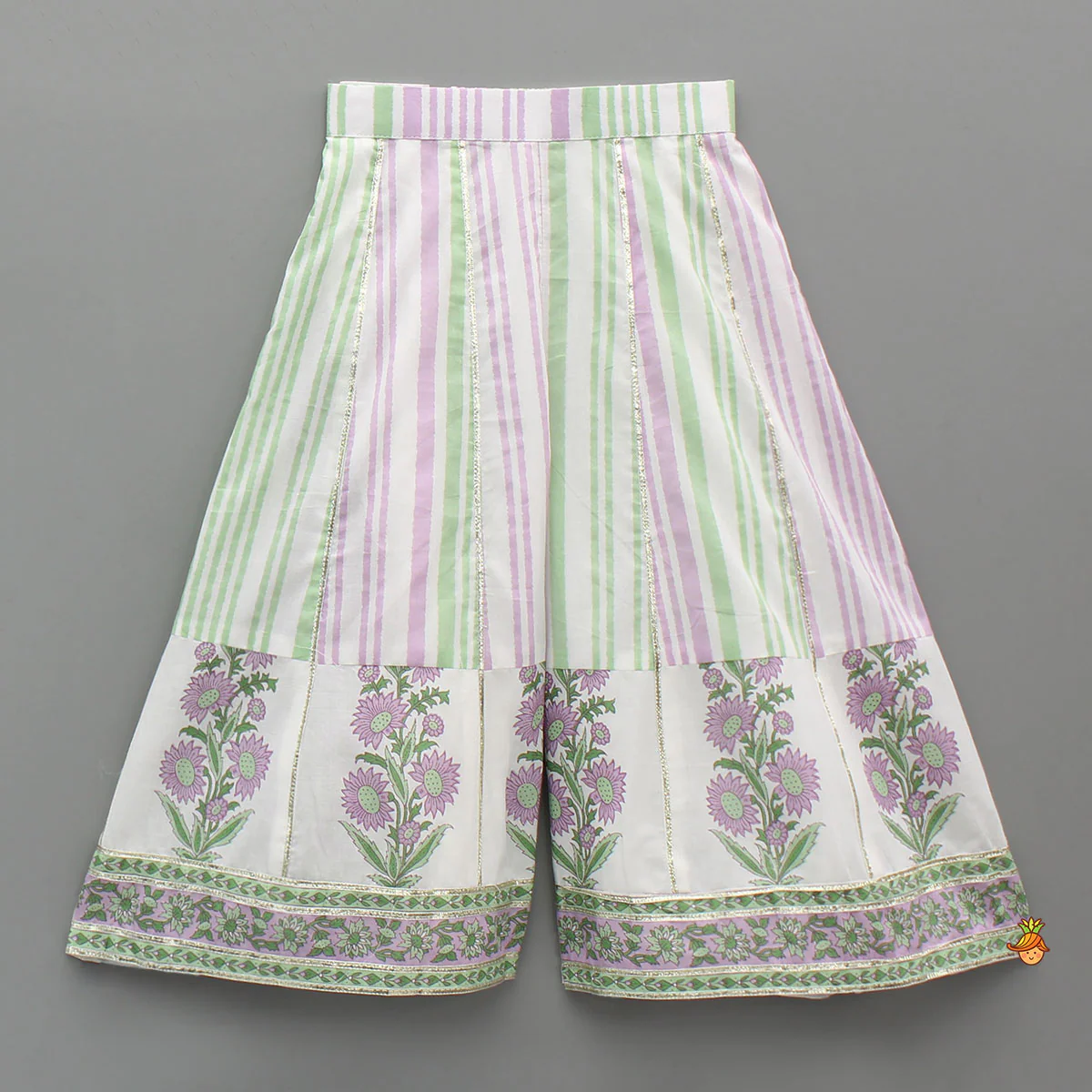 Lace Detailed Floral Printed Top With Printed Palazzo And Sling Bag - Image 5