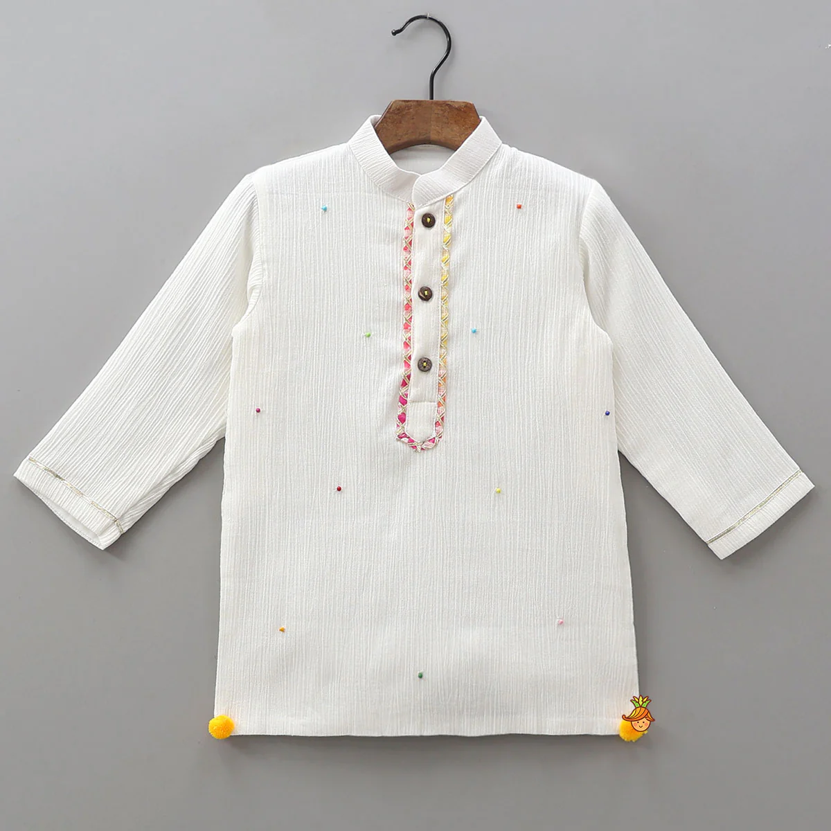 Lace Detailed Kurta With Contrasting Bandana - Image 3