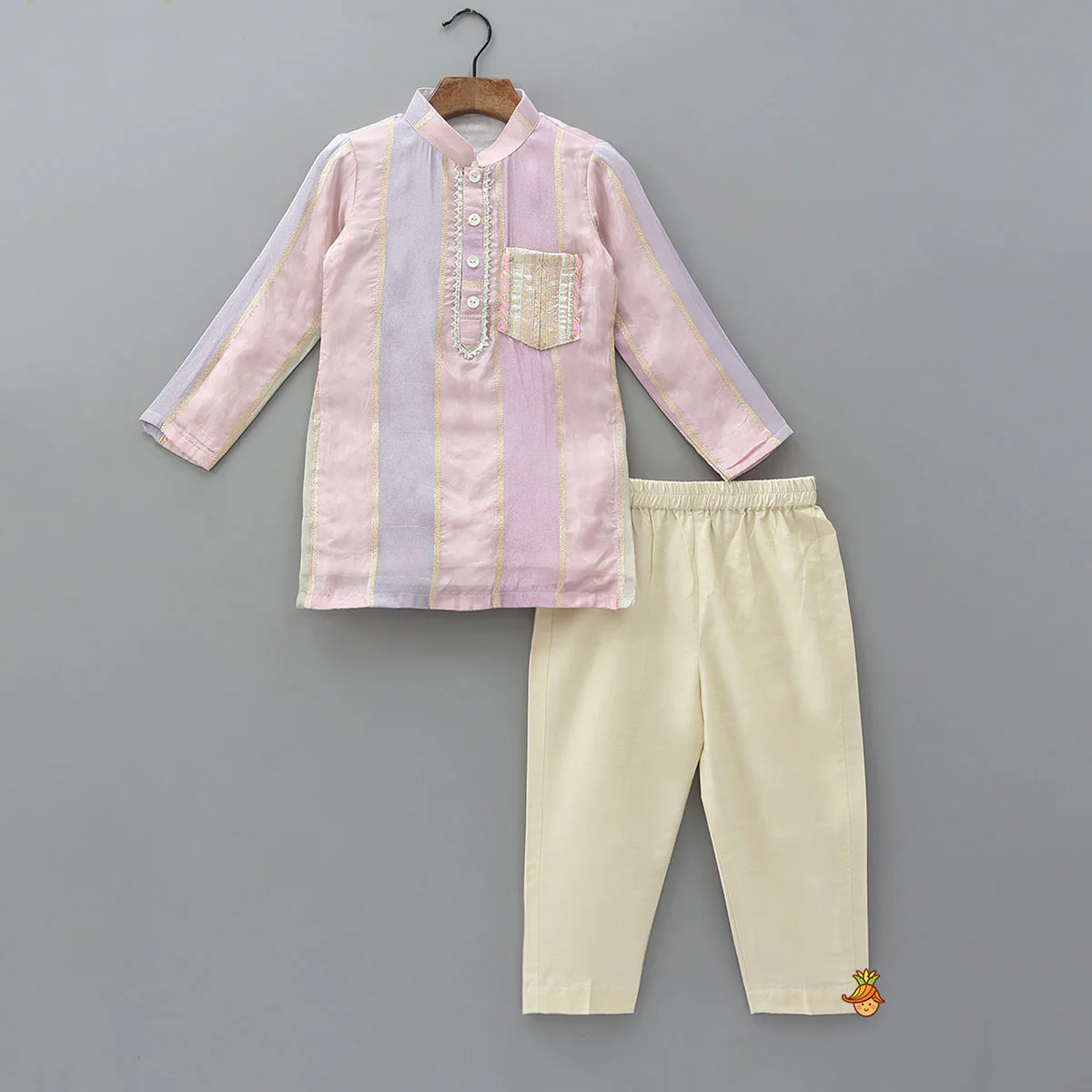 Lace Work Shimmery Kurta And Pyjama