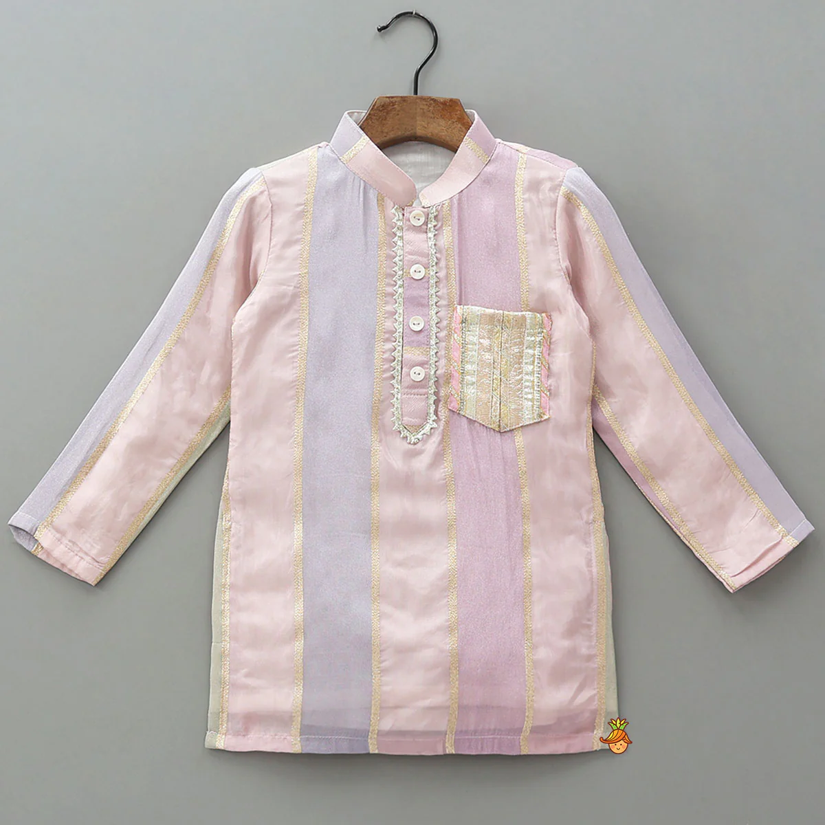 Lace Work Shimmery Kurta And Pyjama - Image 3