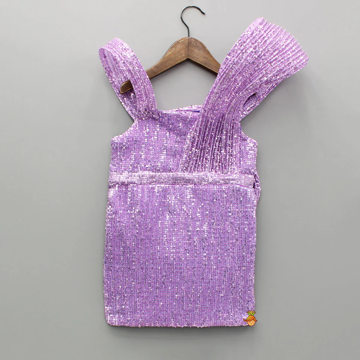 Lavender Sequins Embellished Strappy Dress With Stiff Belt And Detachable Trail - Image 4