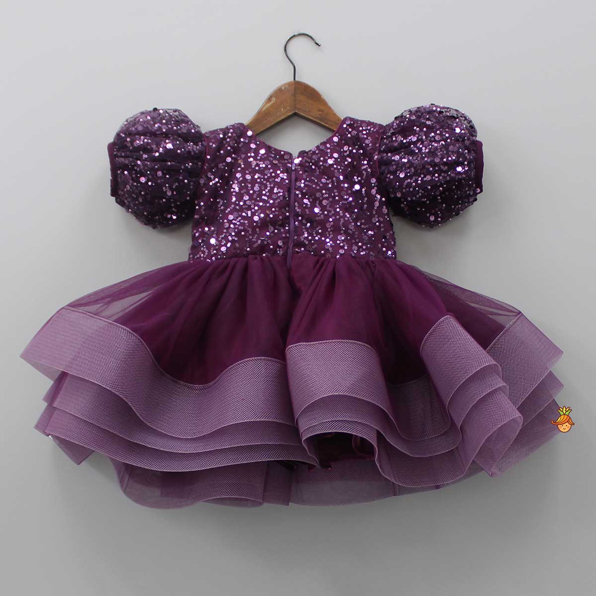 Layered Wine Dress And Detachable Bow With Swirled Headband - Image 4