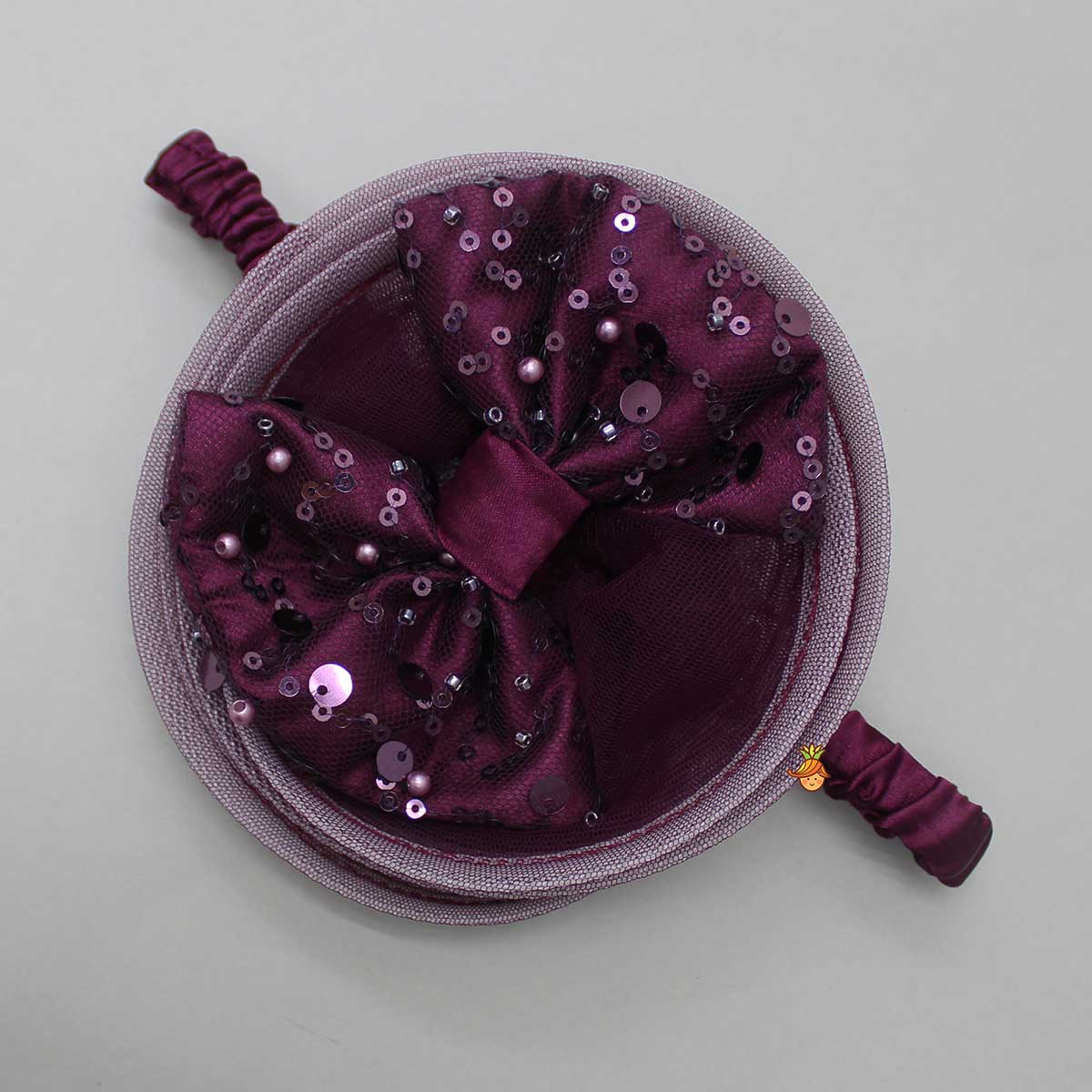 Layered Wine Dress And Detachable Bow With Swirled Headband - Image 7
