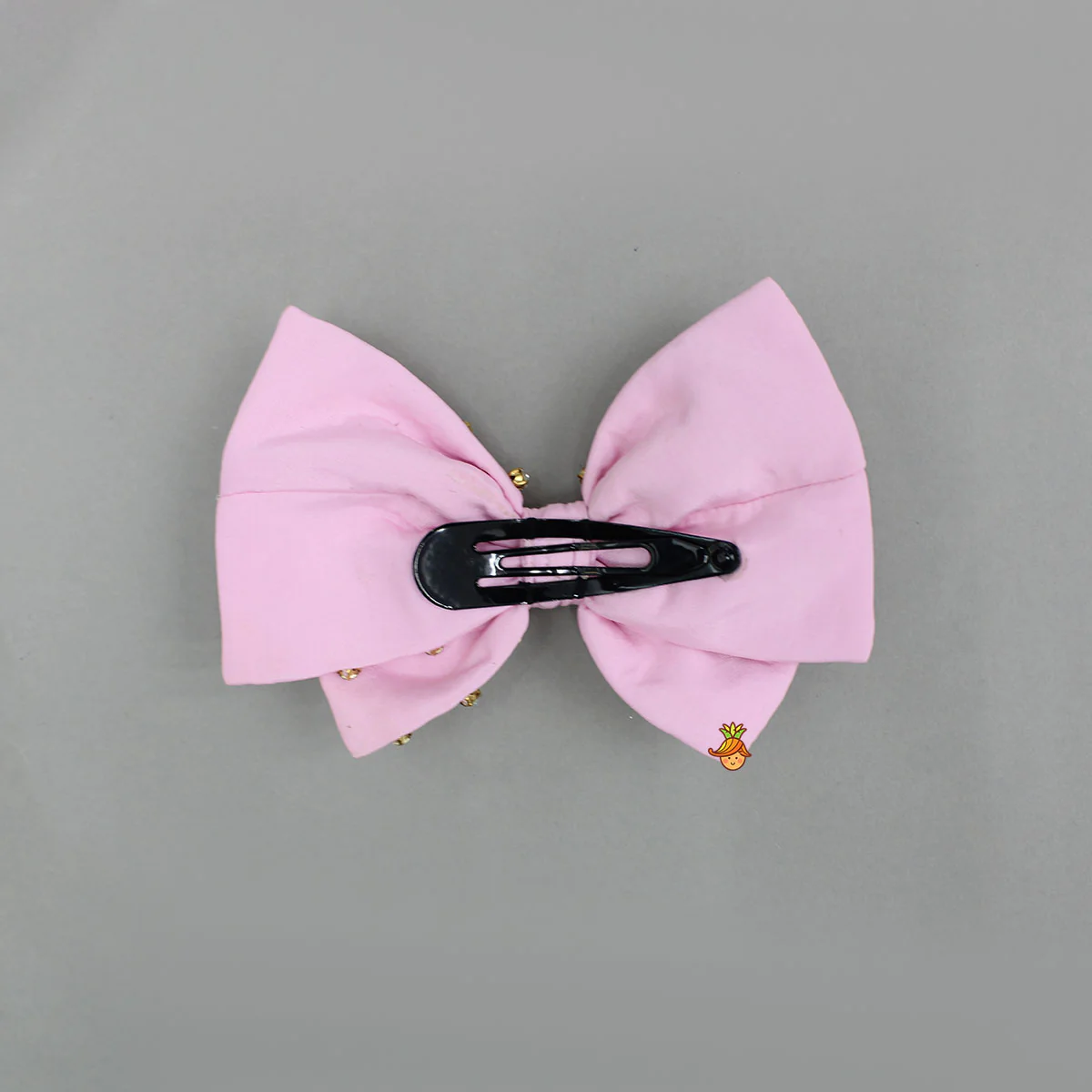 Light Pink Studded Double Bow Hair Clip - Image 2