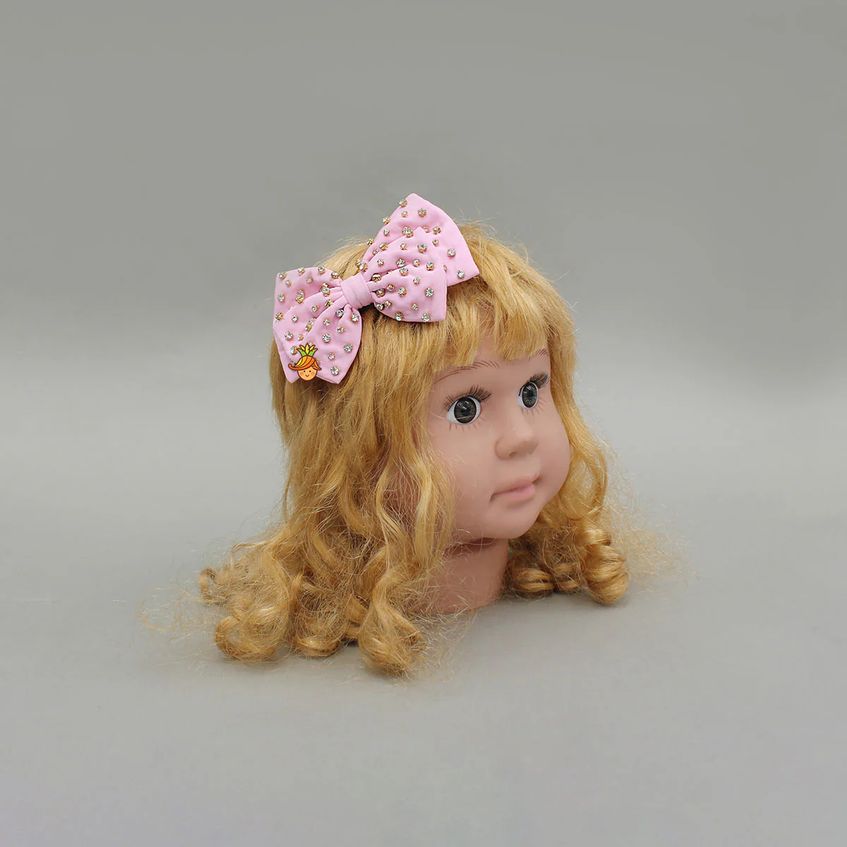 Light Pink Studded Double Bow Hair Clip - Image 3
