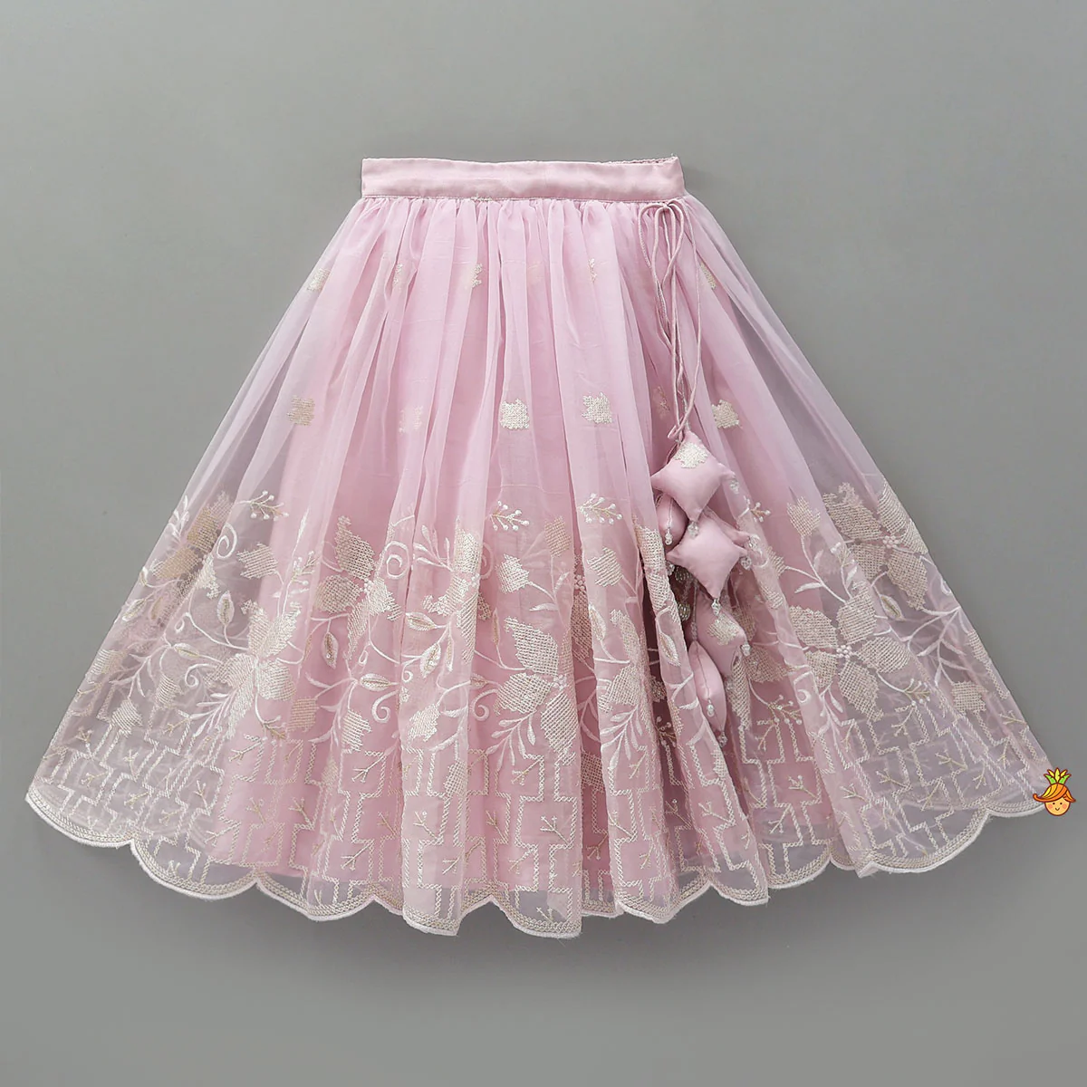 Pink Organza Crop Top With Lehenga - Image 4