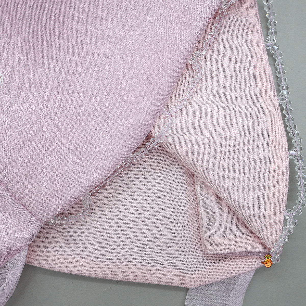 Pink Organza Crop Top With Lehenga - Image 5