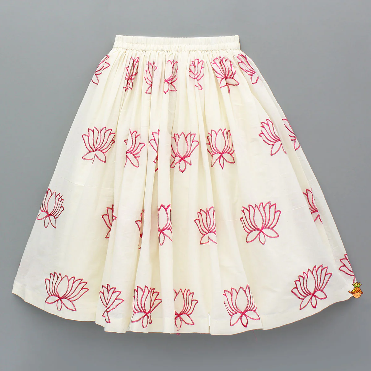 Lotus Embroidered Pink Top With Lehenga - Image 4