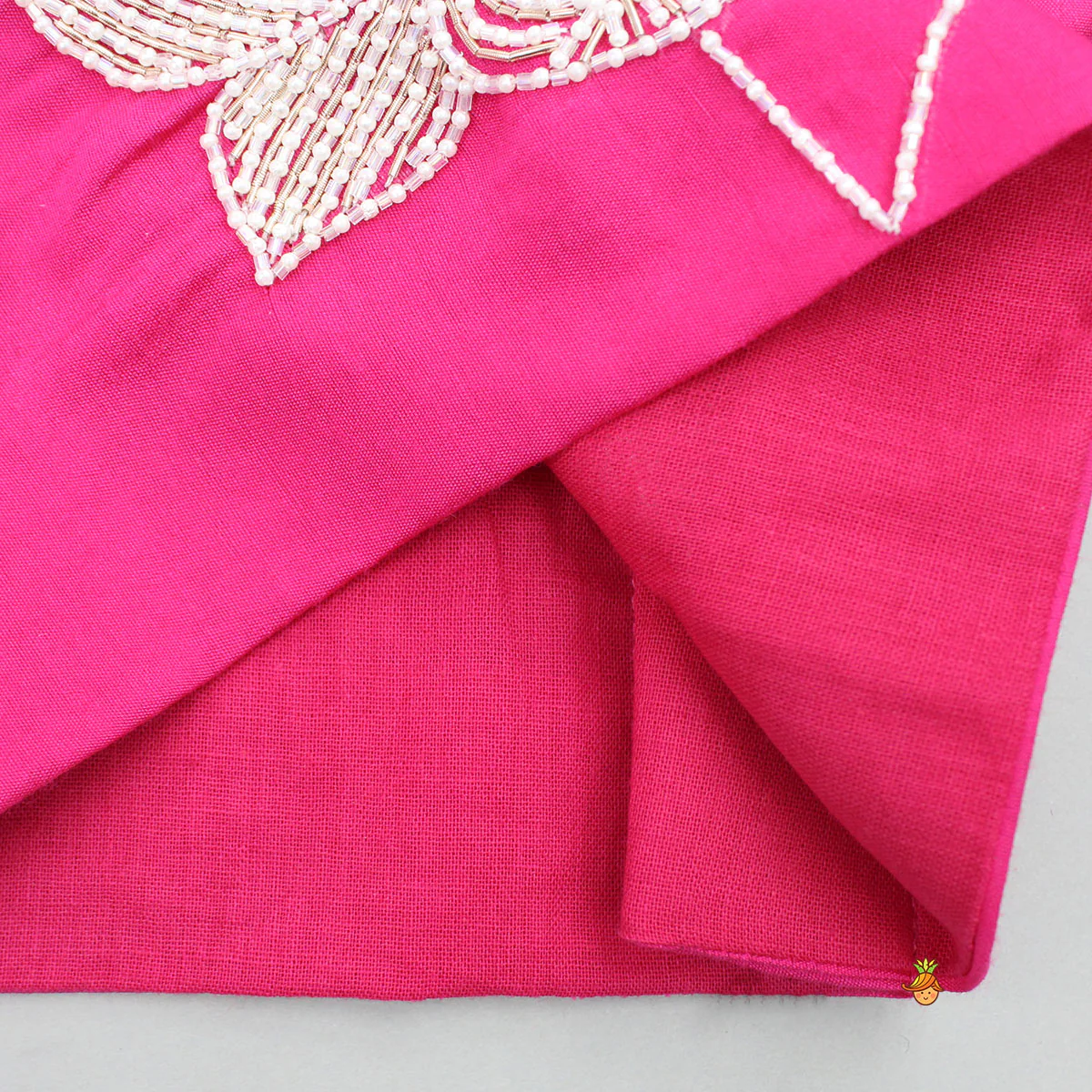 Lotus Embroidered Pink Top With Lehenga - Image 5