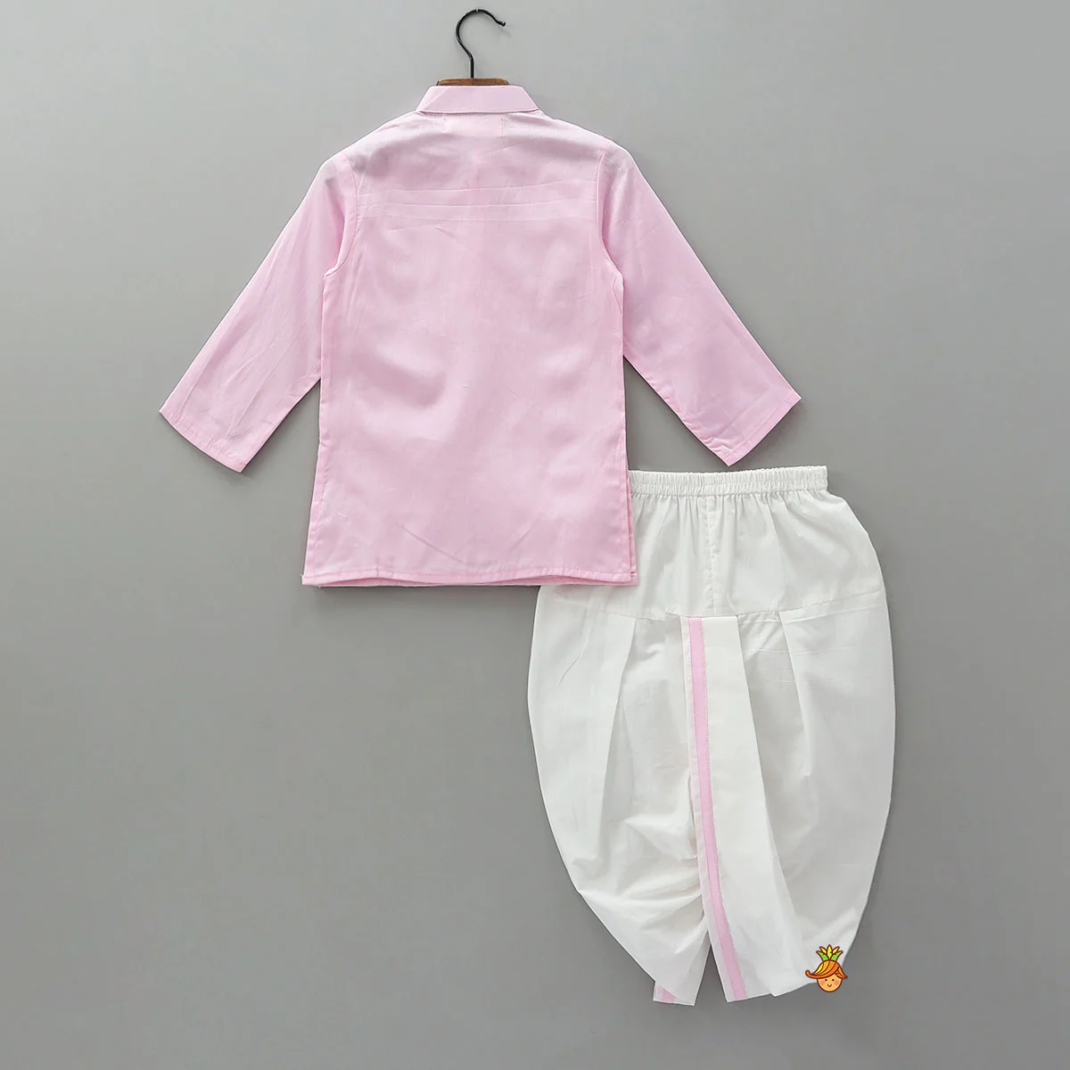 Lotus Patch Embroidered Kurta And Dhoti - Image 2