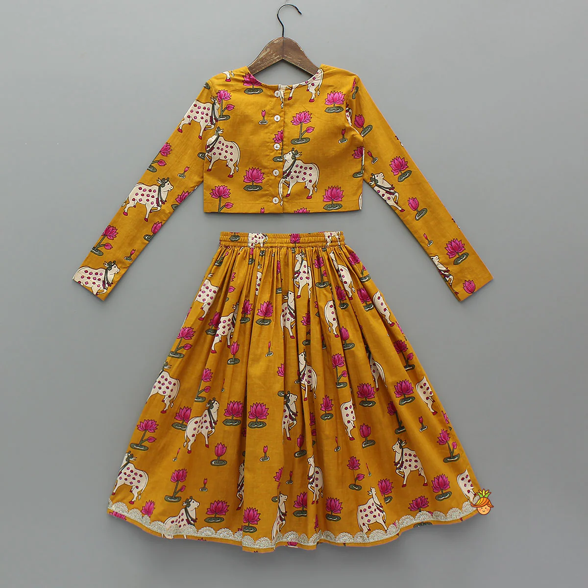 Lotus Printed Top With Matching Lehenga And Dupatta - Image 2
