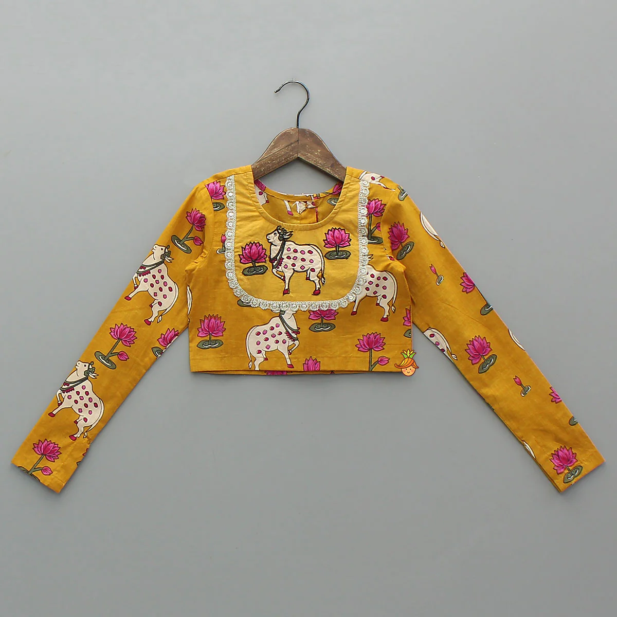 Lotus Printed Top With Matching Lehenga And Dupatta - Image 4