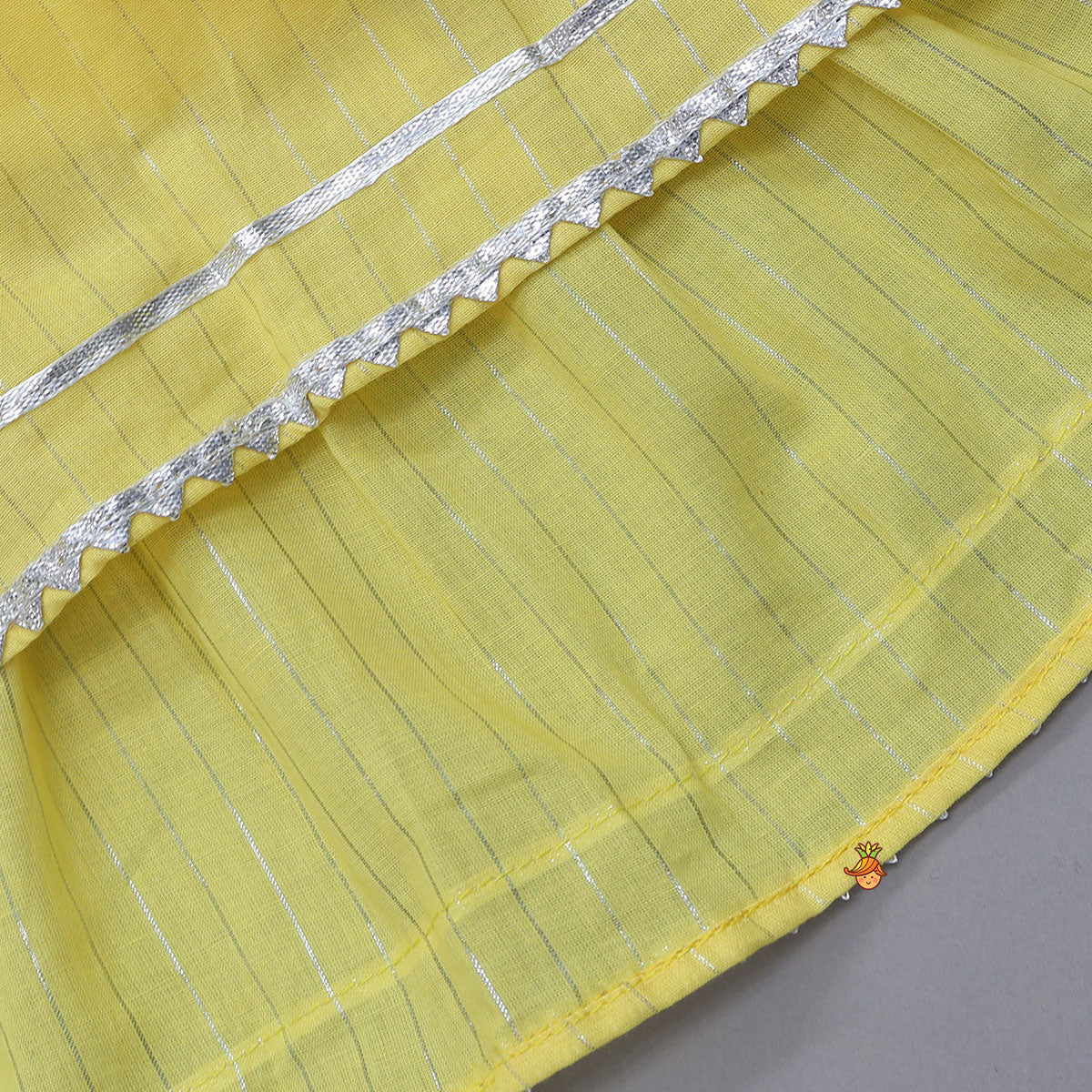 Lurex Striped Kurti And Pant With Contrasting Dupatta And Matching Sling Bag - Image 6