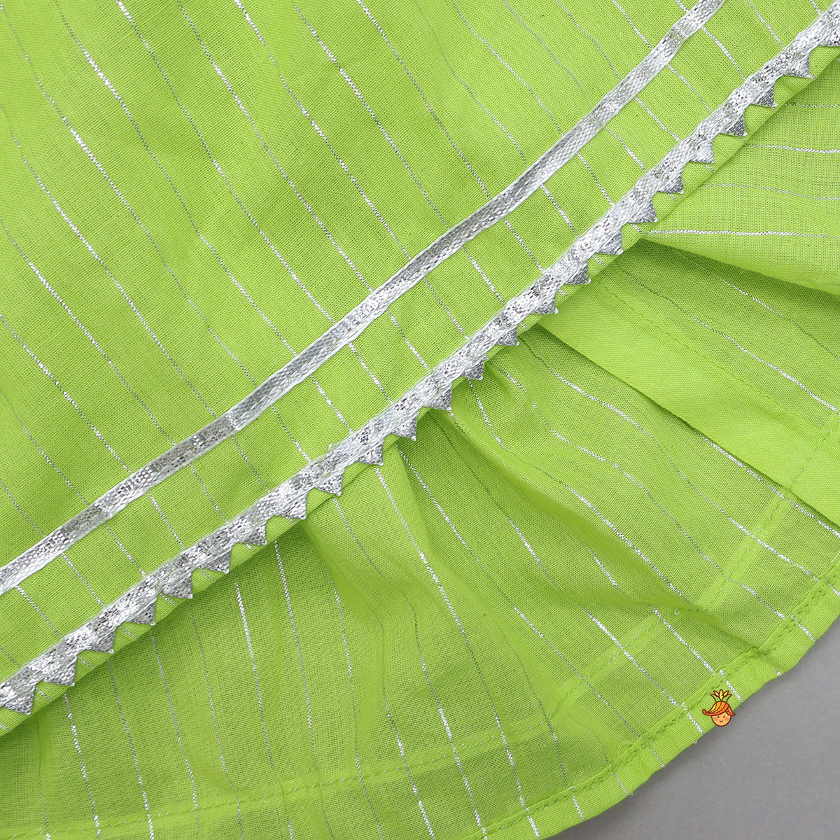 Lurex Striped Kurti And Pant With Statement Dupatta - Image 6