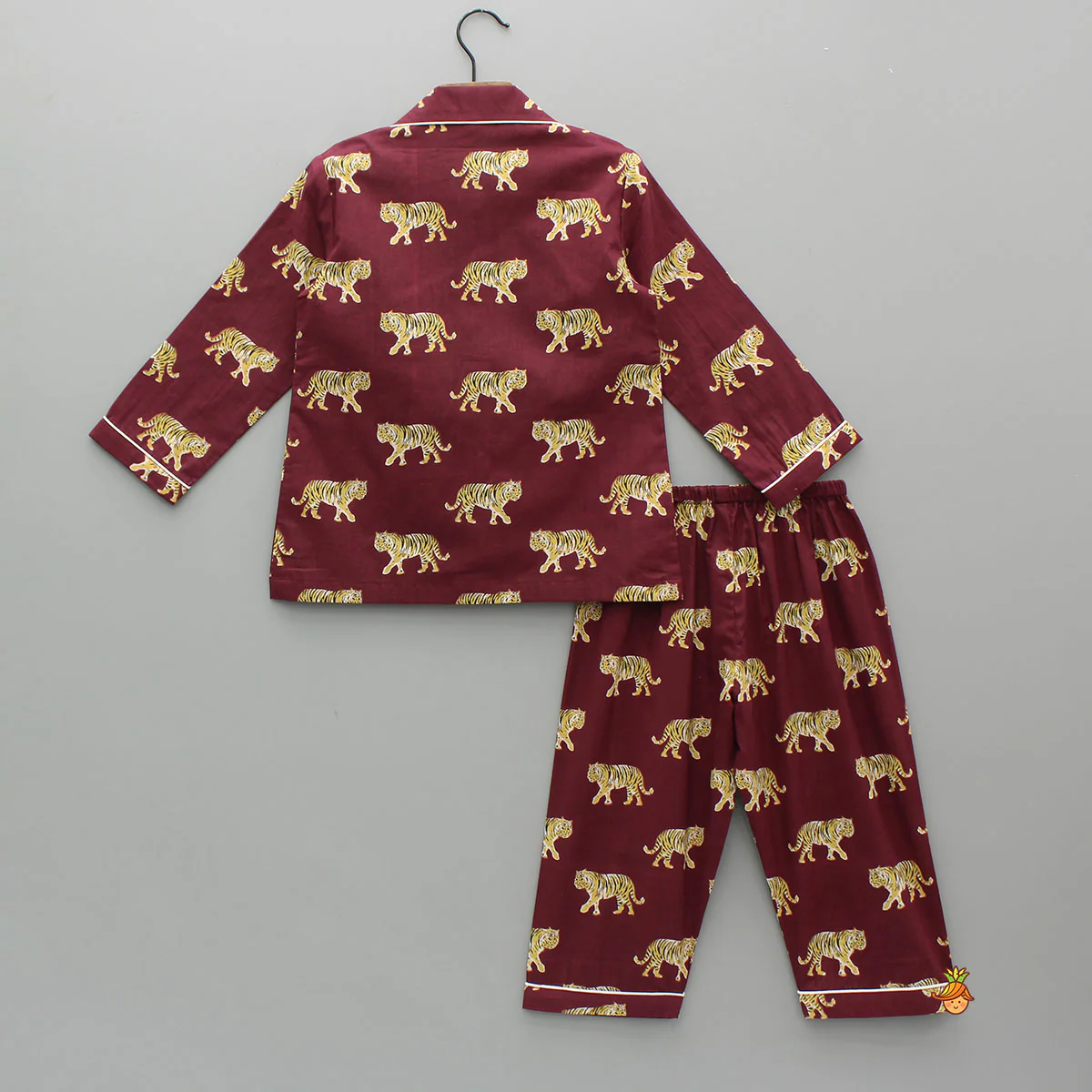 Maroon Animal Printed Cotton Sleepwear - Image 2