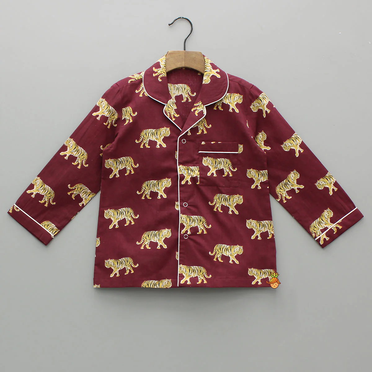 Maroon Animal Printed Cotton Sleepwear - Image 3