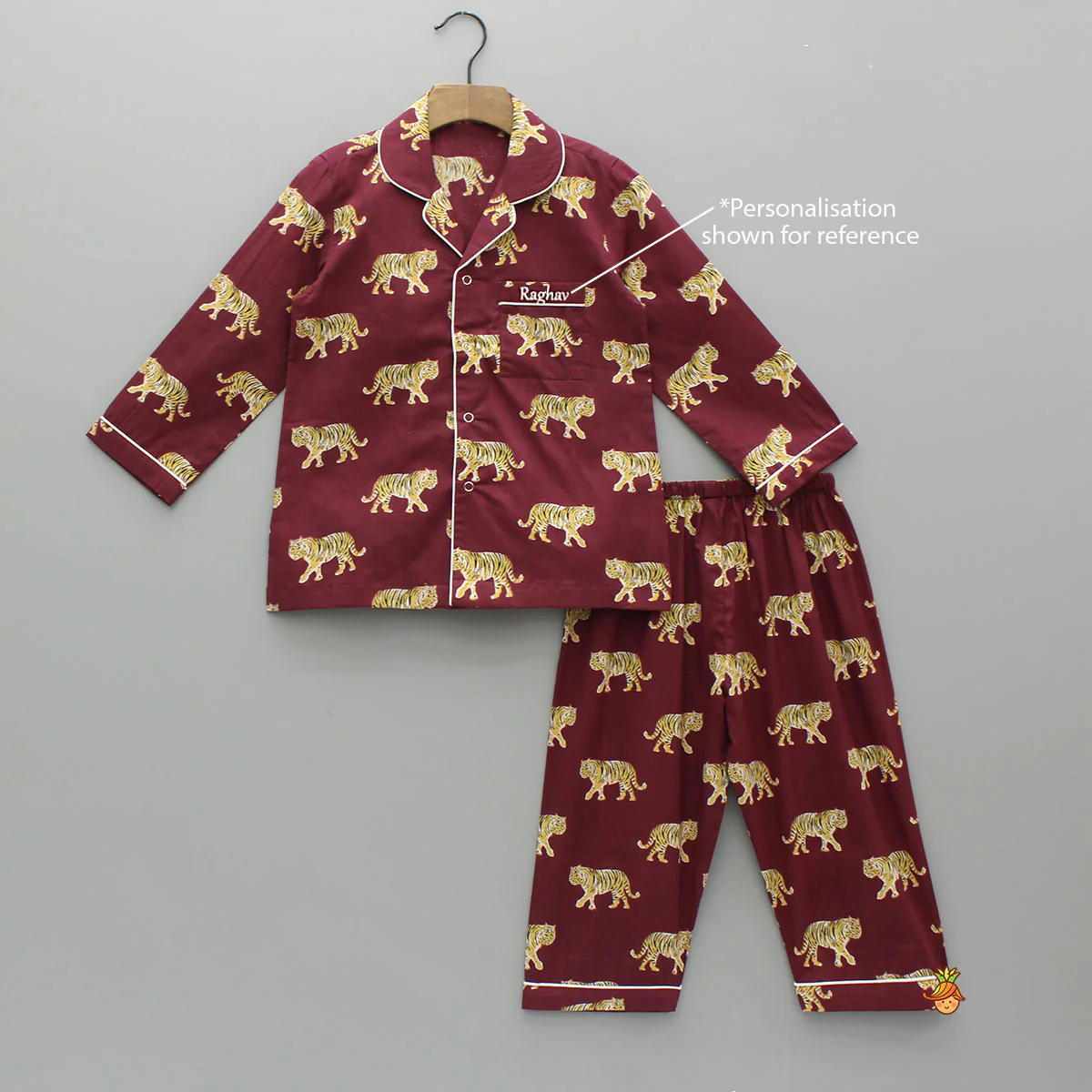 Maroon Animal Printed Cotton Sleepwear - Image 6