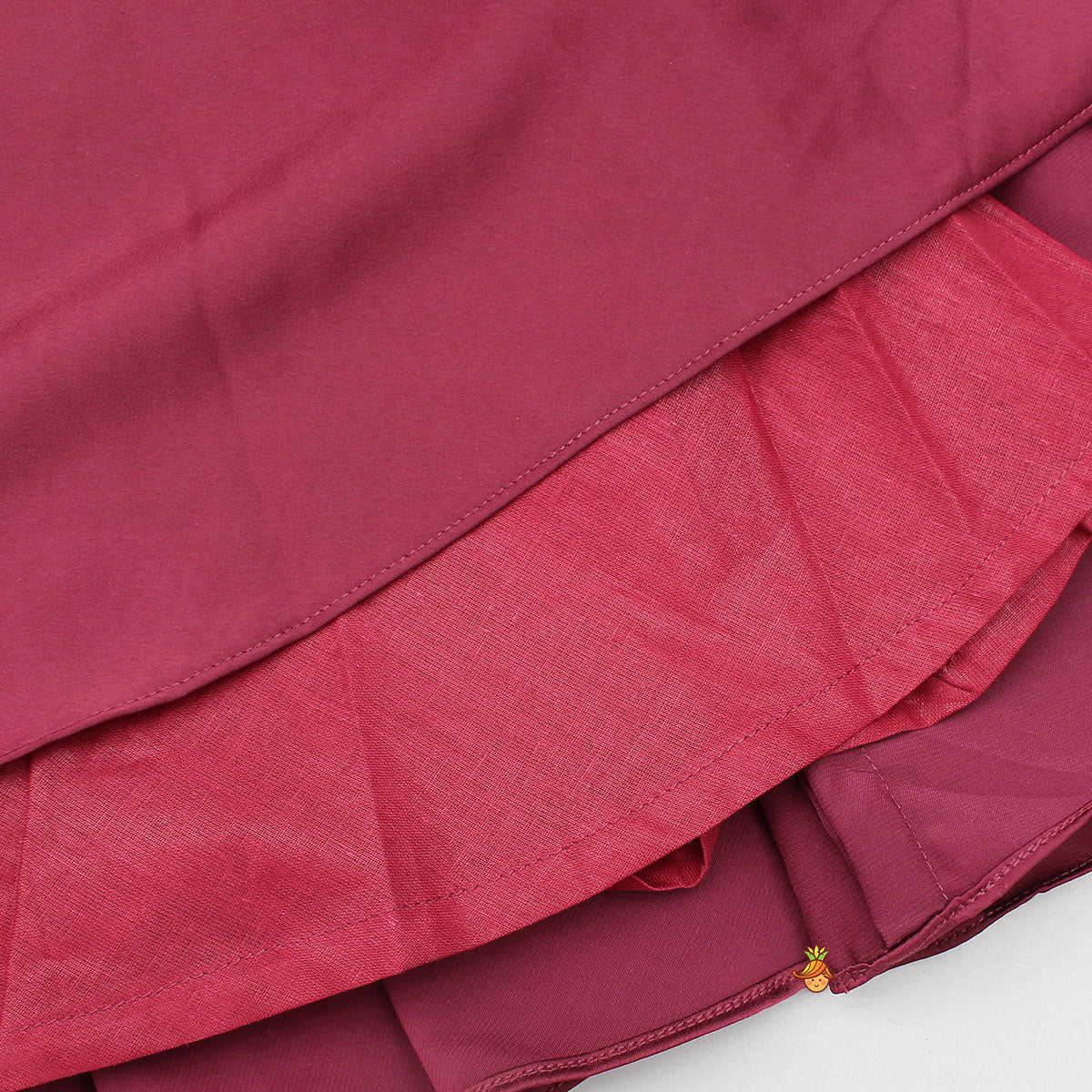 Maroon Flared Dress With Floral Embellishments - Image 4