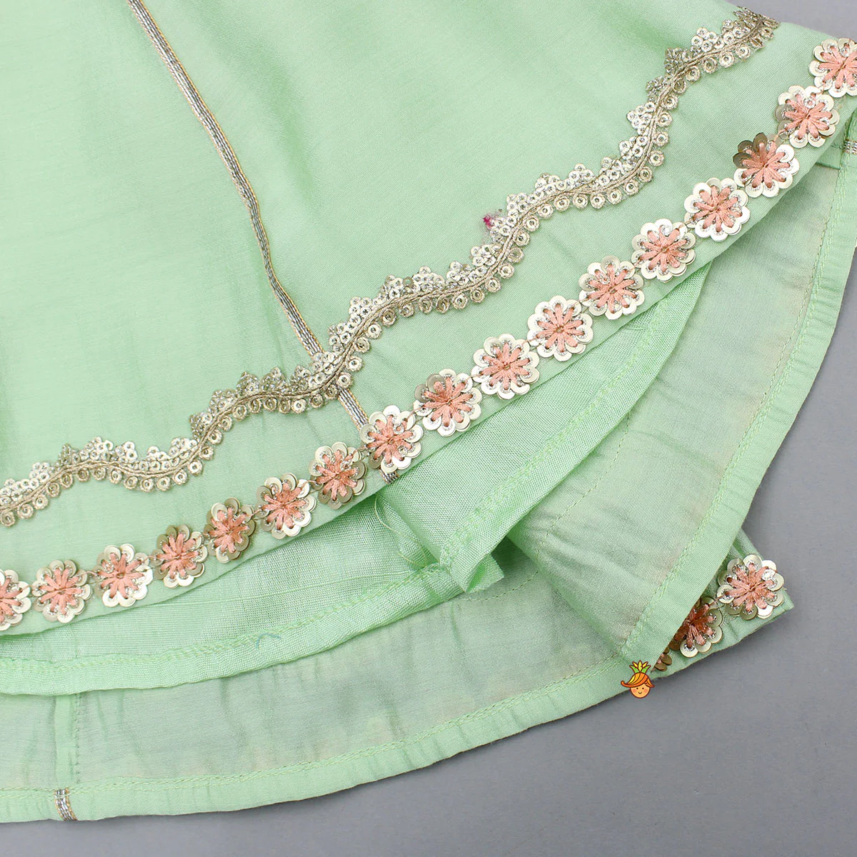 Mint Green Lace Embellished Kurti With Palazzo And Dupatta - Image 7
