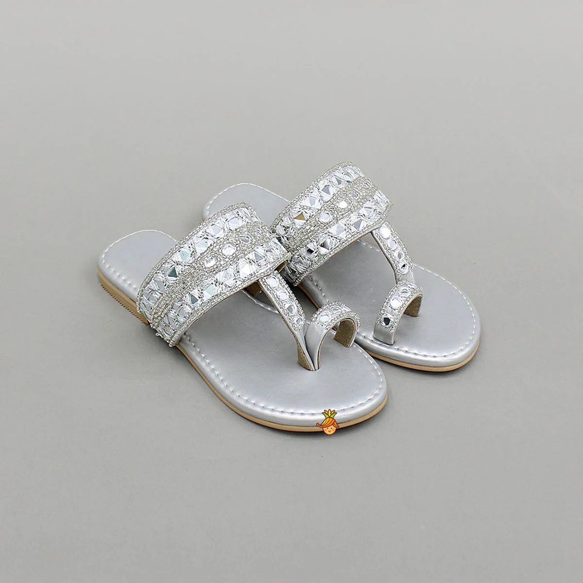 Elegant Mirror Embroidered Bead Detailed Ethnic Flats