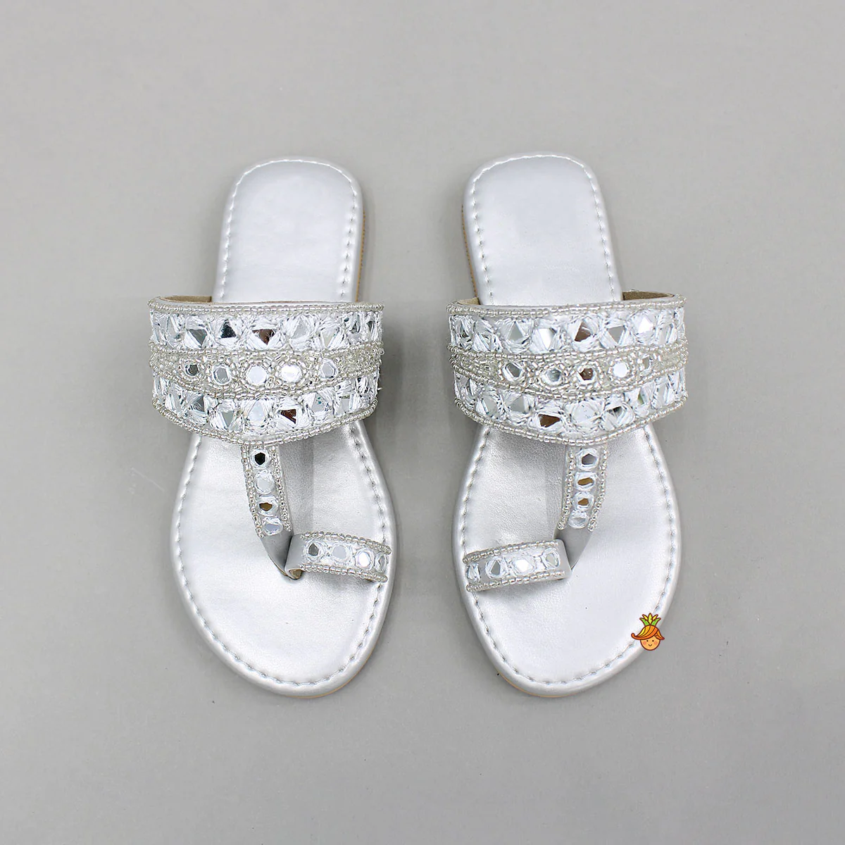 Elegant Mirror Embroidered Bead Detailed Ethnic Flats - Image 3