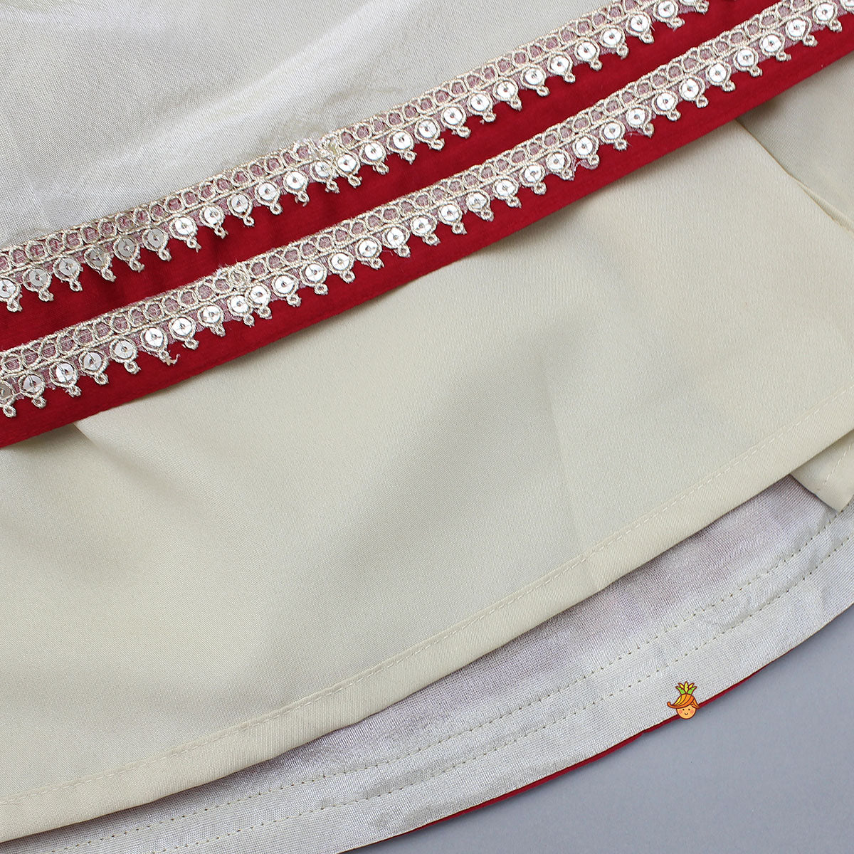 Mirror Work Pleated Top And Shimmery Lehenga - Image 10