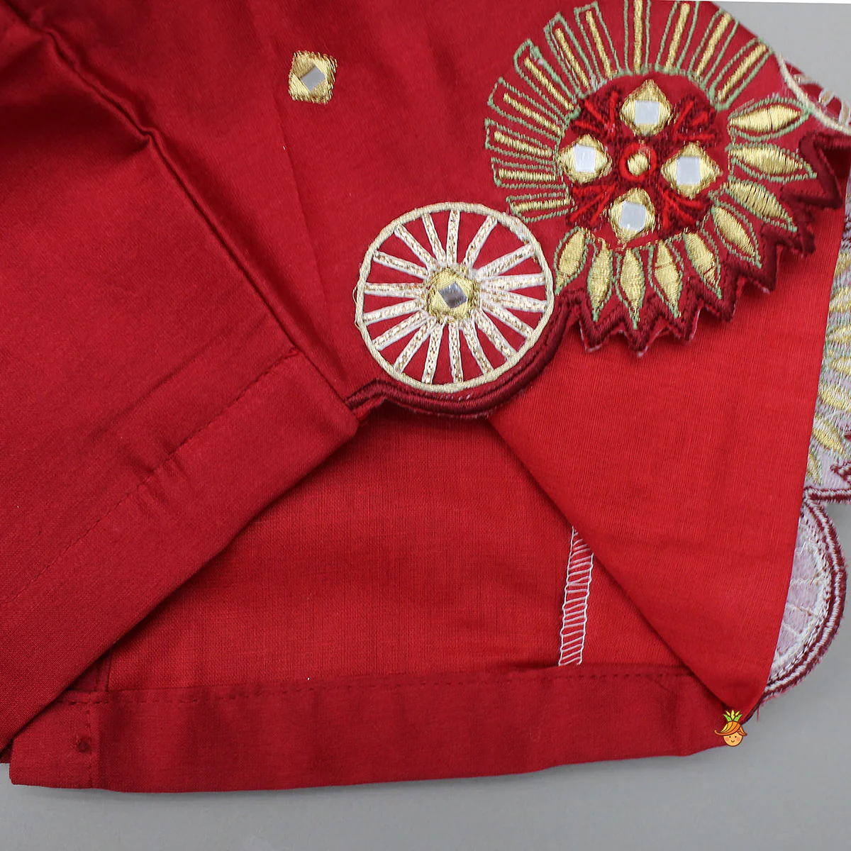 Mirror Work Pleated Top And Shimmery Lehenga - Image 9