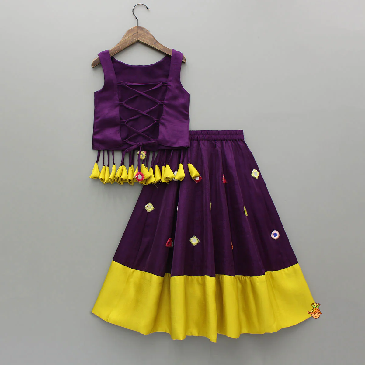 Mirror Work Stylish Top And Flared Lehenga - Image 2
