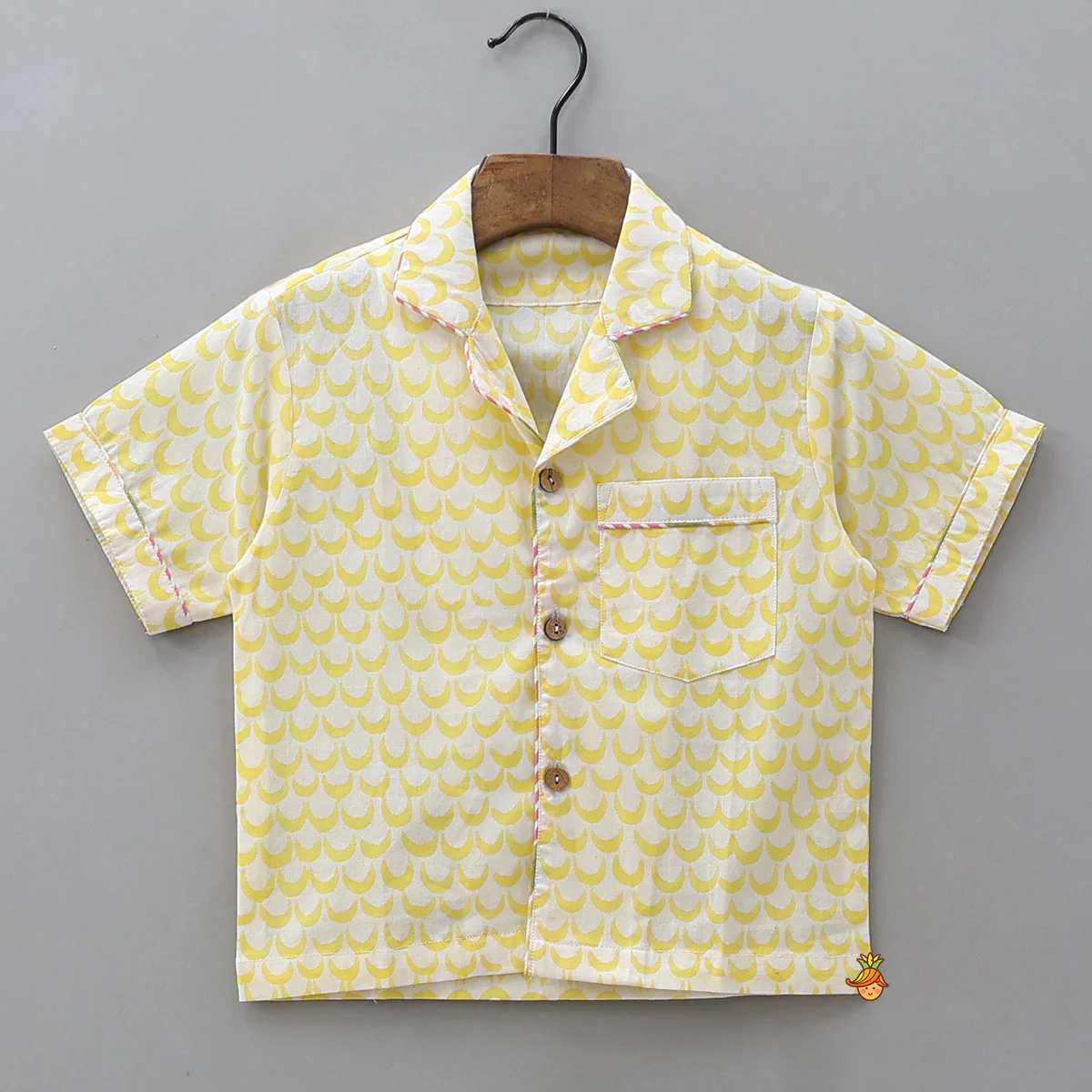 Moon Printed Yellow Shirt And Pyjama - Image 3