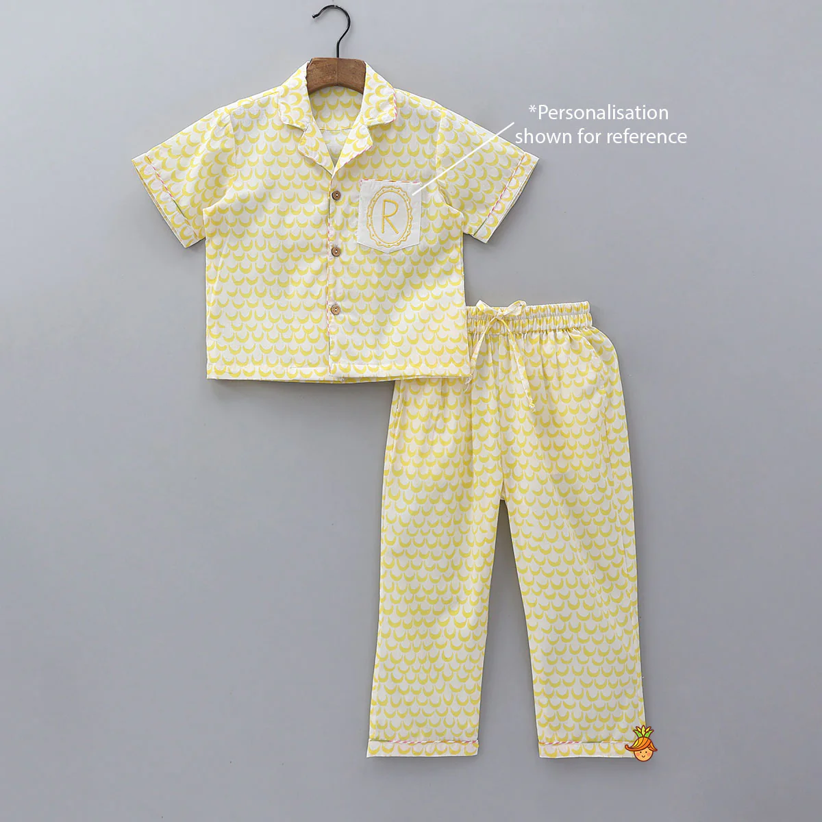 Moon Printed Yellow Shirt And Pyjama - Image 6