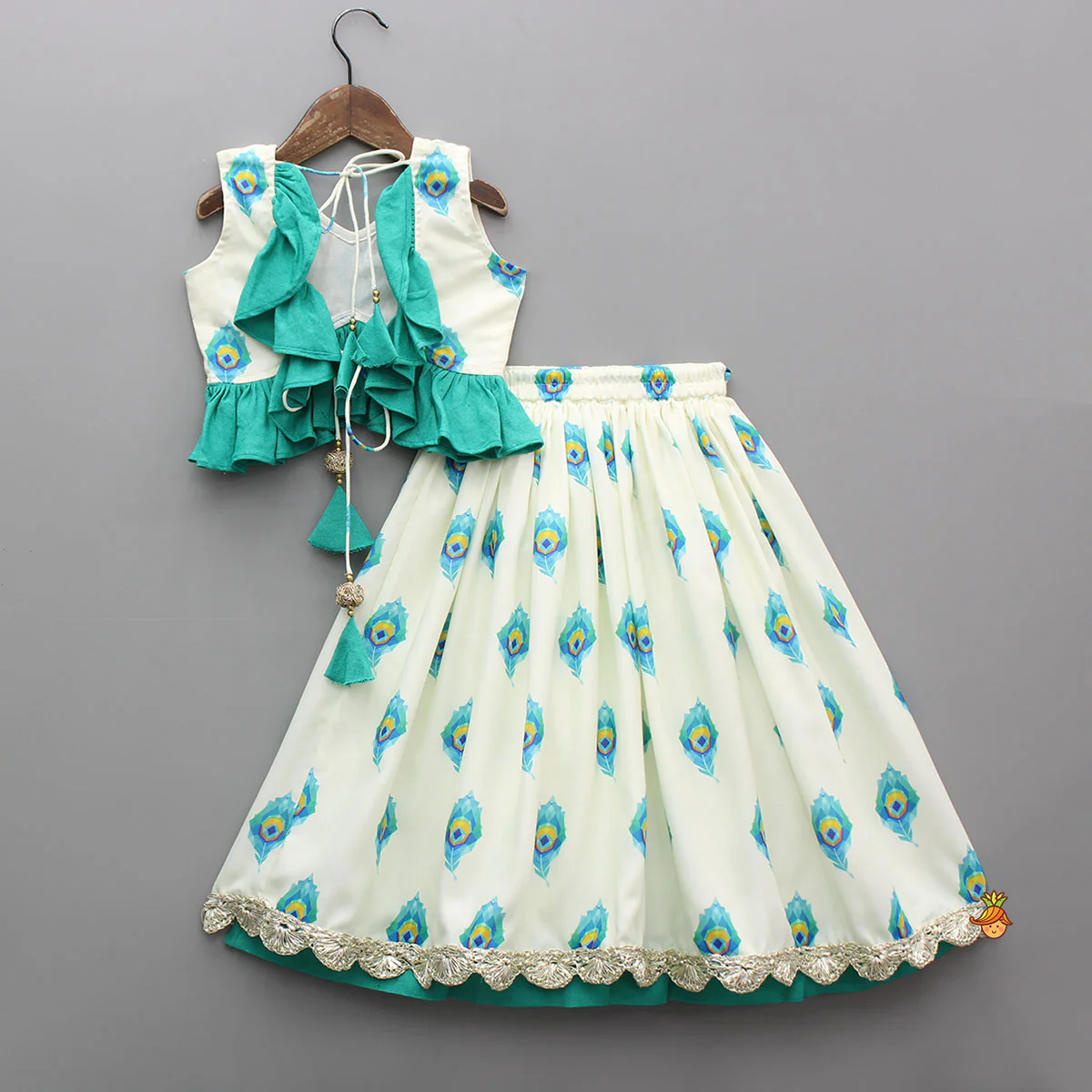 Mor Pankh Digital Print Top With Lehenga - Image 2