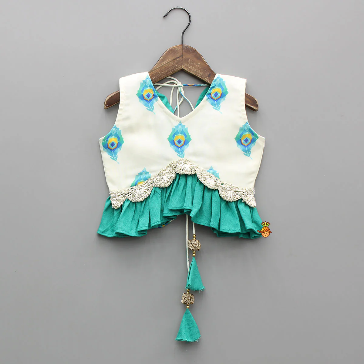 Mor Pankh Digital Print Top With Lehenga - Image 3