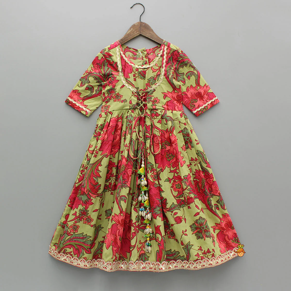 Multicolor Floral Printed Cotton Kurti With Dupatta - Image 3