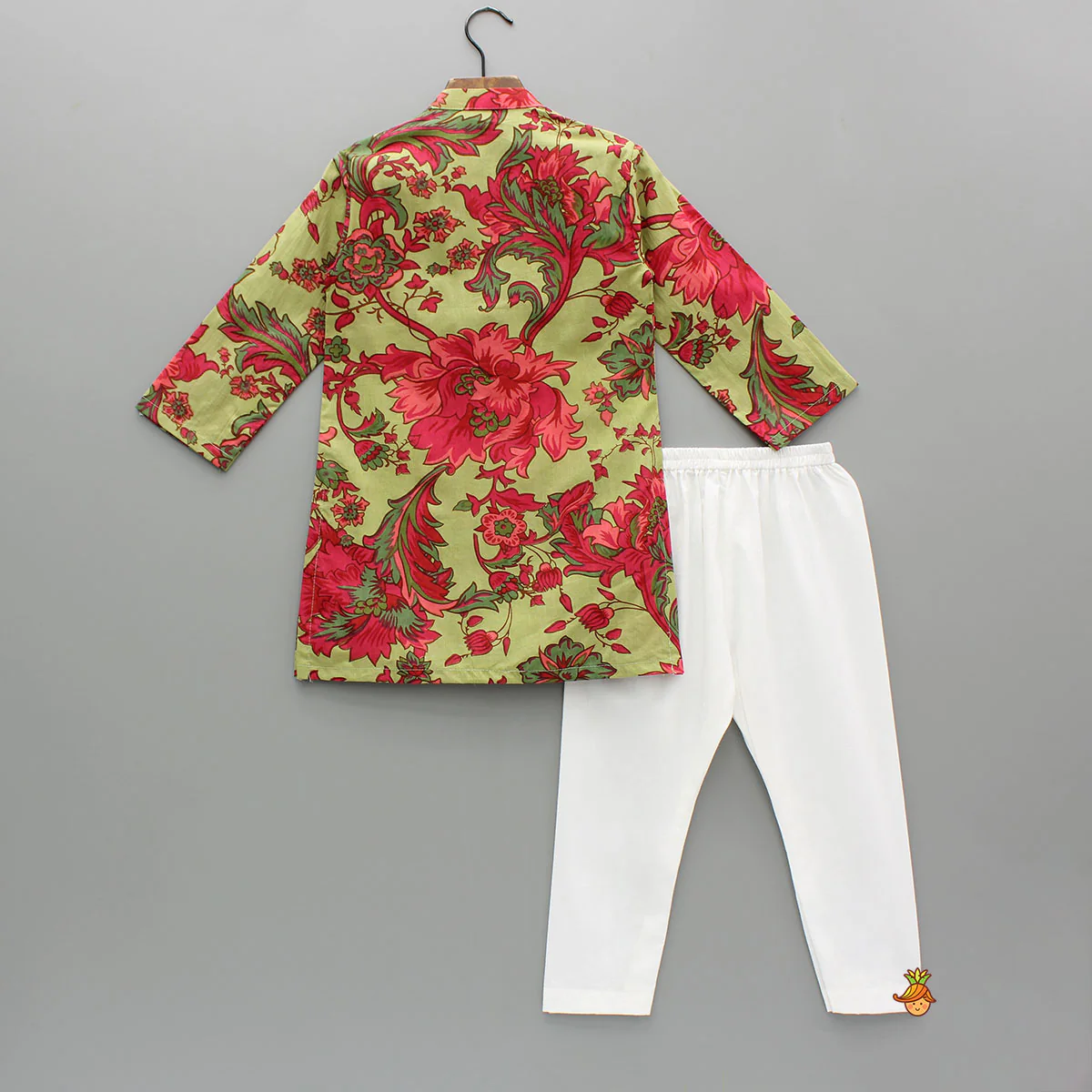 Multicolored Floral Print Green Kurta With Pyjama - Image 2