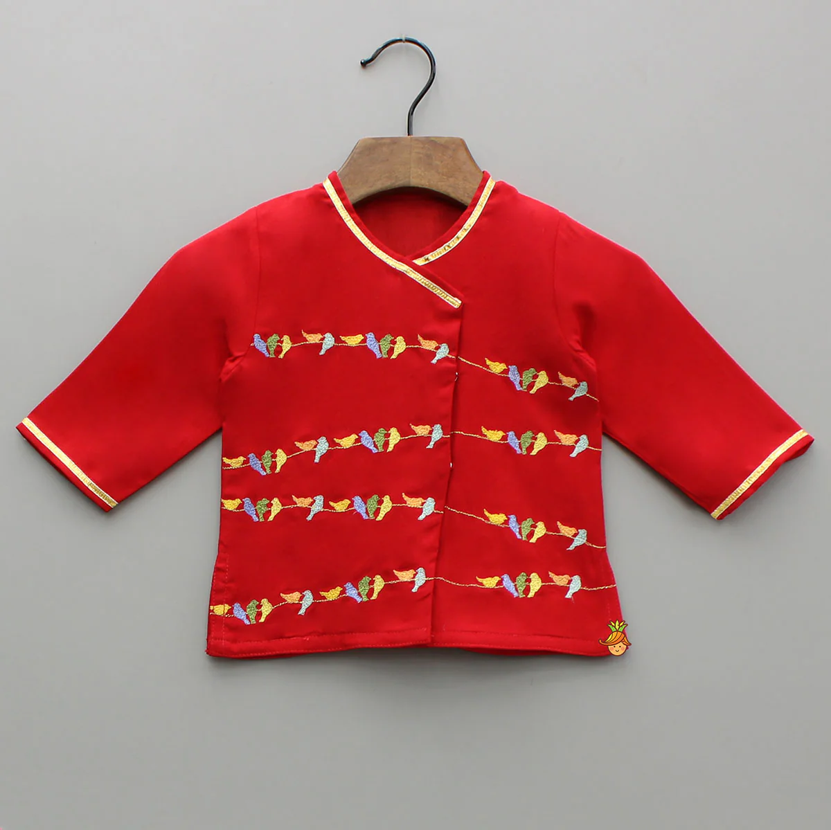 Multicolour Bird Embroidered Kurta And Dhoti With Matching Cap And Booties - Image 4
