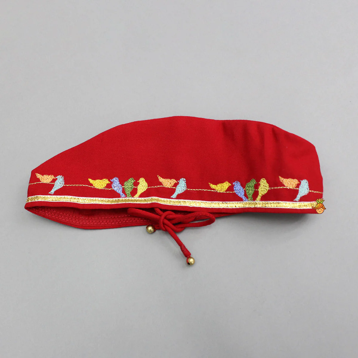 Multicolour Bird Embroidered Kurta And Dhoti With Matching Cap And Booties - Image 7