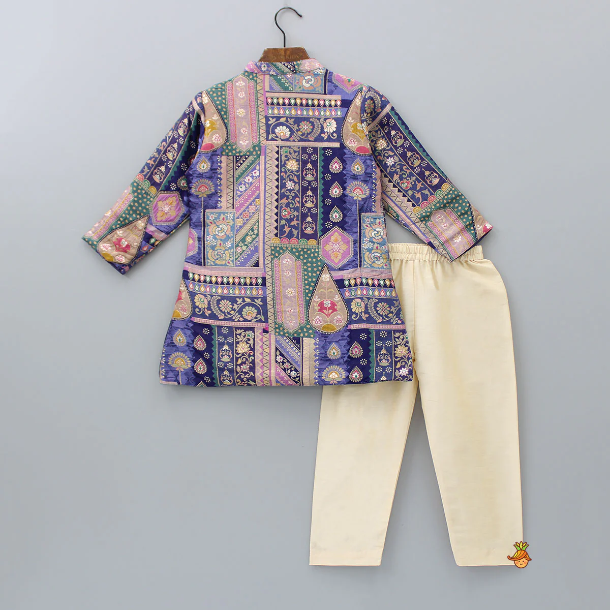 Multicolour Brocade Embroidered Kurta With Beige Pyjama - Image 2