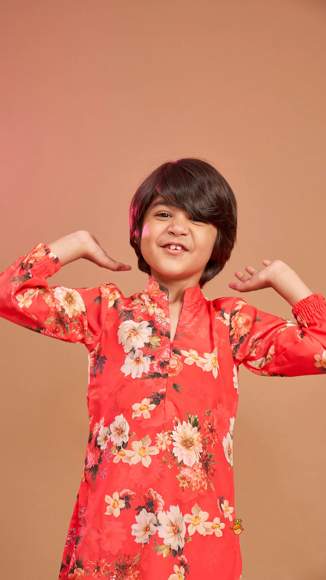 Multicolour Floral Printed Kurta With Jogger Style Pyjama - Image 5