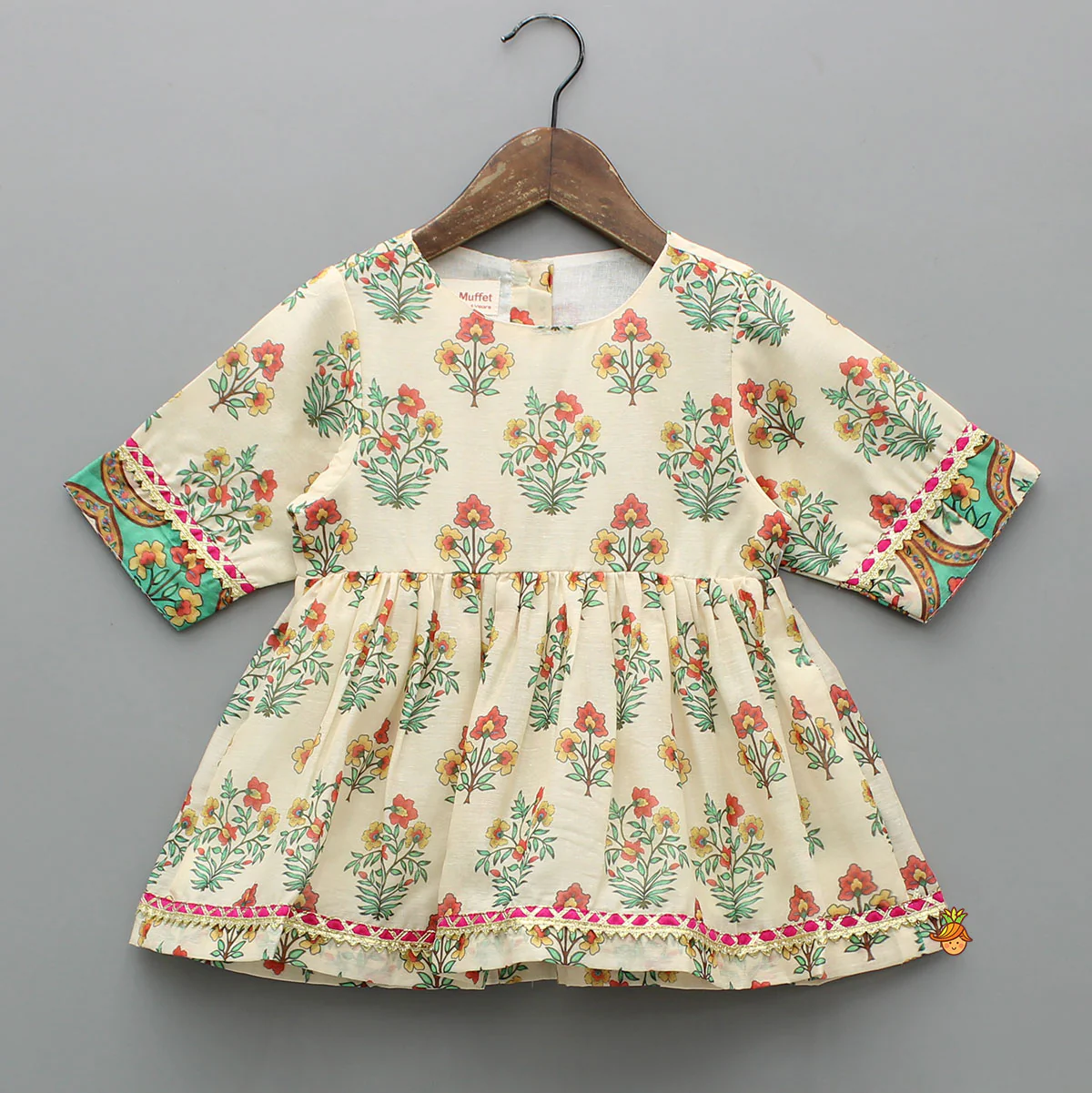 Multicolour Floral Printed Top With Front Knot Detail Jacket And Pant - Image 4