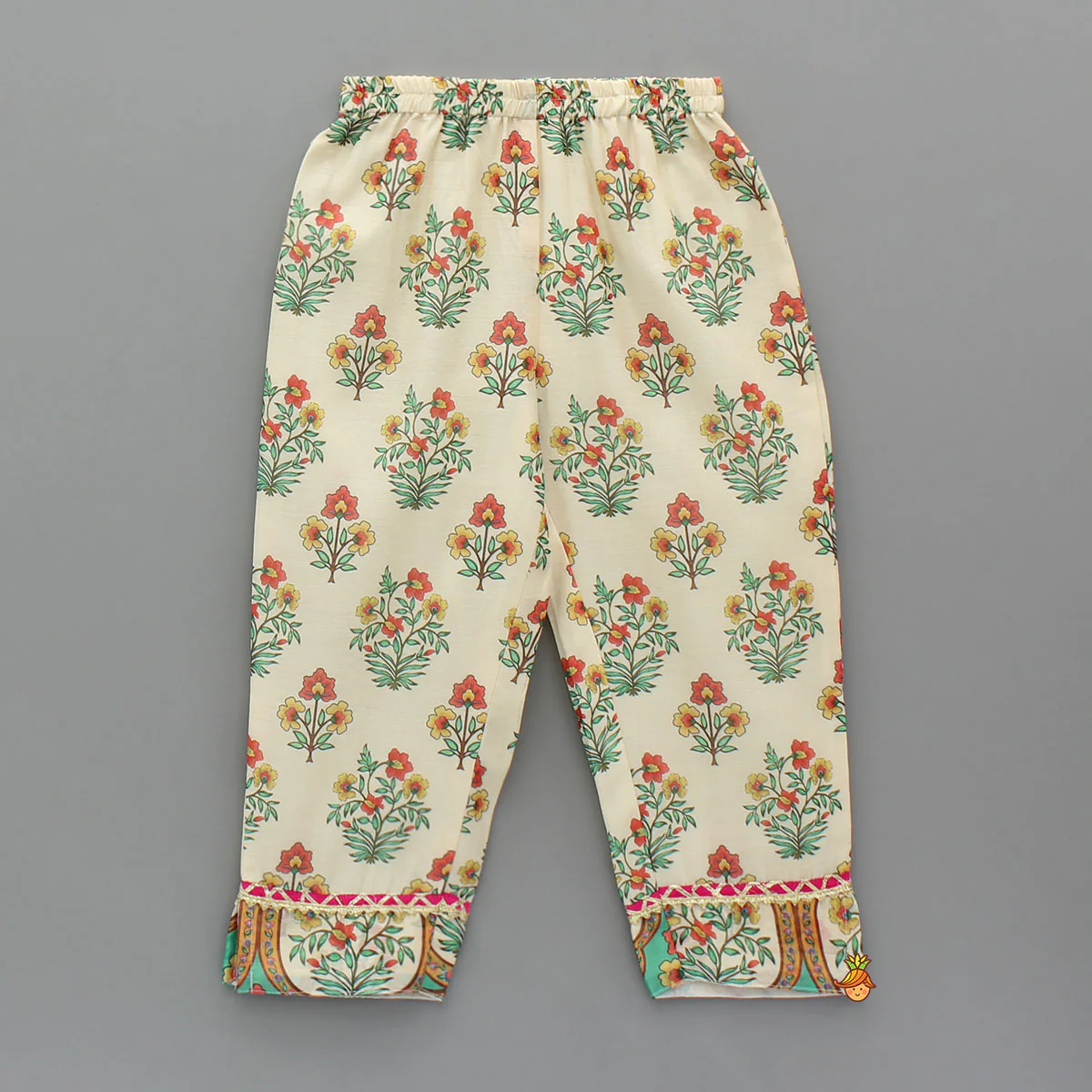 Multicolour Floral Printed Top With Front Knot Detail Jacket And Pant - Image 5