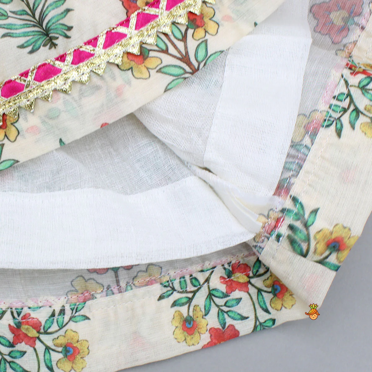 Multicolour Floral Printed Top With Front Knot Detail Jacket And Pant - Image 7