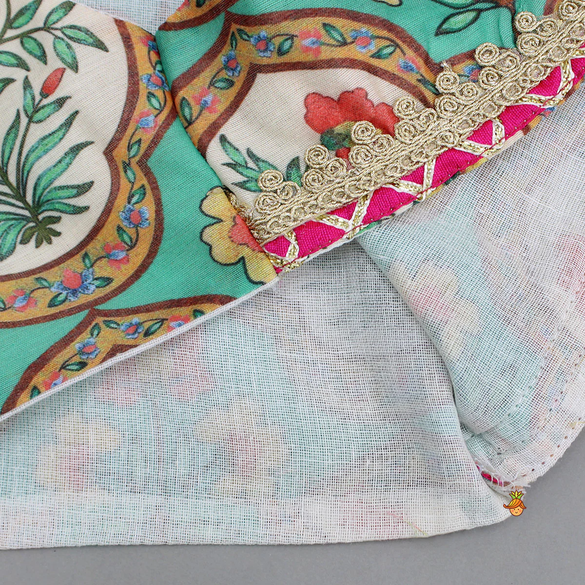 Multicolour Floral Printed Top With Front Knot Detail Jacket And Pant - Image 8