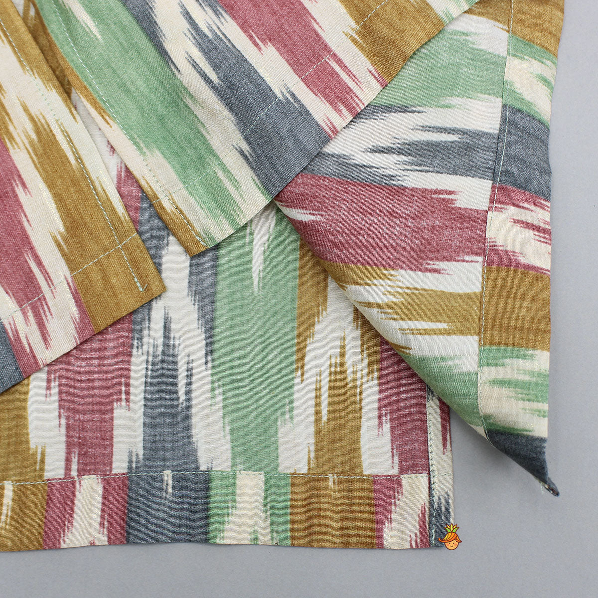 Multicolour Ikkat Printed Kurta And Pyjama - Image 5