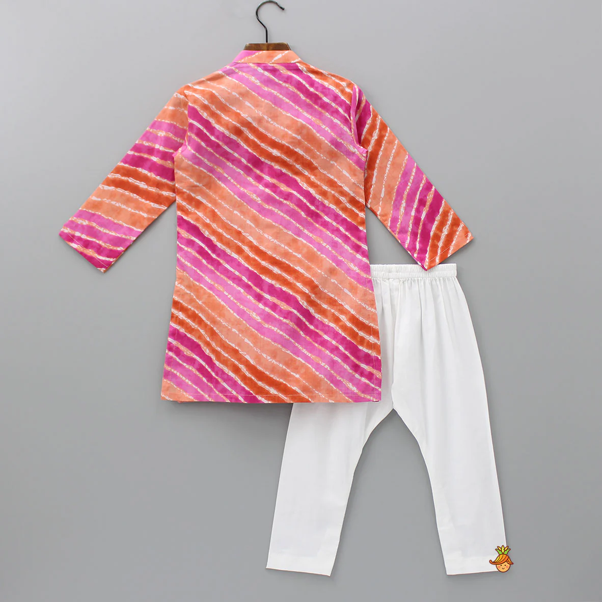Multicolour Leheriya Printed Kurta With Pleated Hem And Pyjama - Image 2