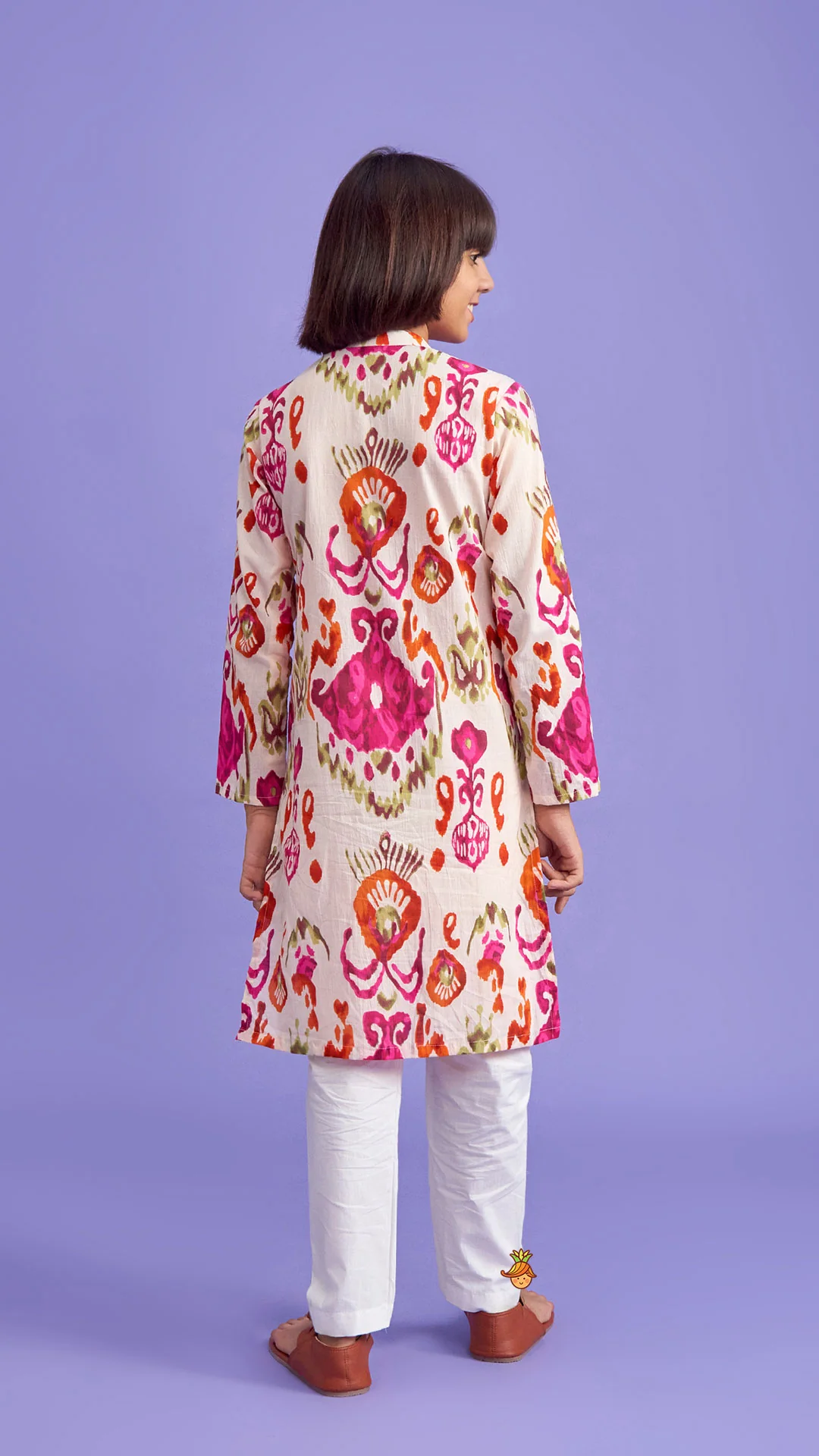 Multicolour Pleated Hem Kurta And Pyjama - Image 7